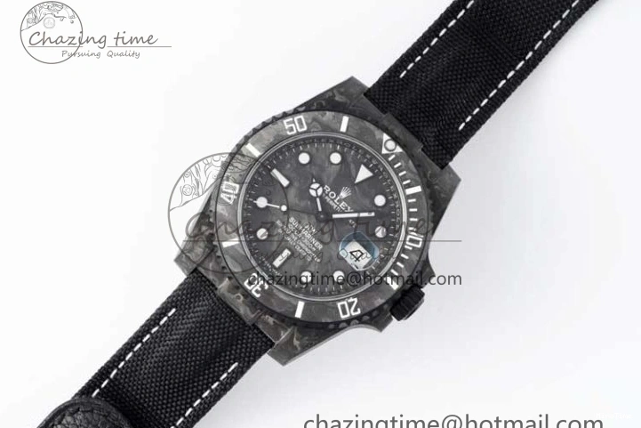 MiroTime 0210 AllSeason Submariner DIW Carbon VSF 1:1 Best Edition Black White Dial on Black Nylon Strap VS 2165